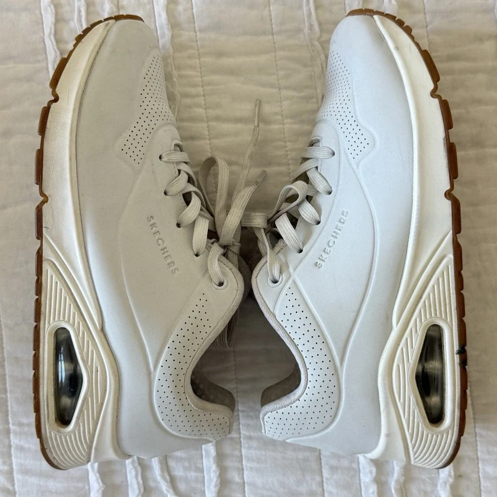 Skechers Uno Stand On Air White Sneakers Trainers Shoes 73690 Women's‎ Size 8